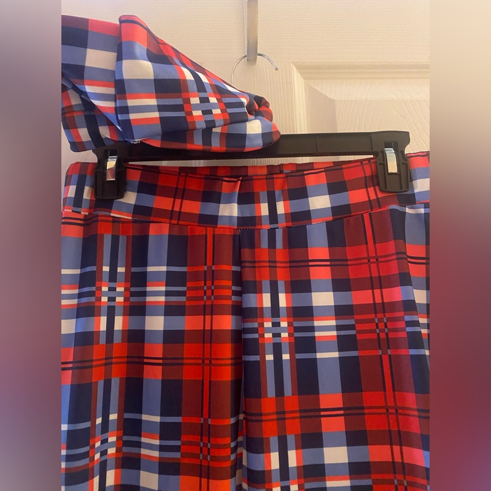 Plaid Highwaisted Bellbottoms matching Headband set - Picture 4 of 4